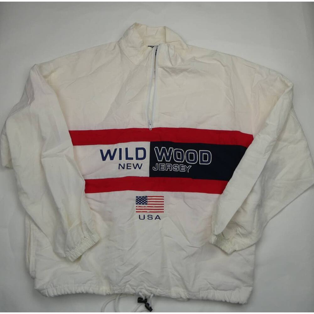 vintage 90s Surf Style windbreaker, Wild Wood New Jersey, large, Made in USA